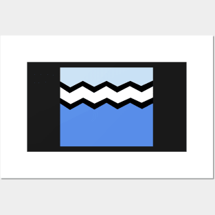 Abstract zigzag - blue, black and white. Posters and Art